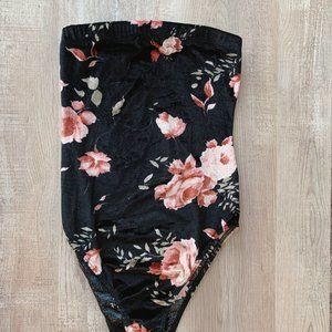 Urban Outfitters Blush Pink Floral Tube Bodysuit